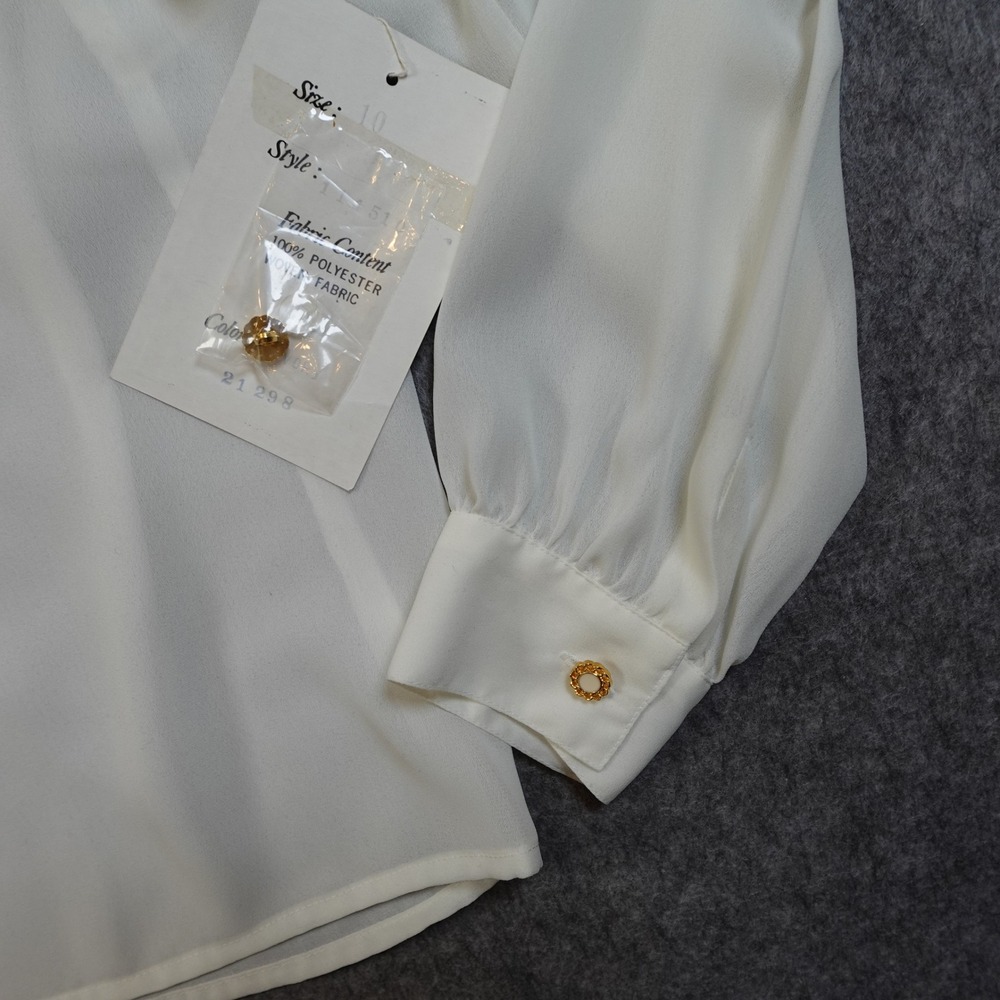 Vintage Jordan Top Womens 10 NWT Chiffon Ruffle Victorian Fairy Coquette White - Picture 2 of 10